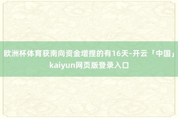 欧洲杯体育获南向资金增捏的有16天-开云「中国」kaiyun网页版登录入口